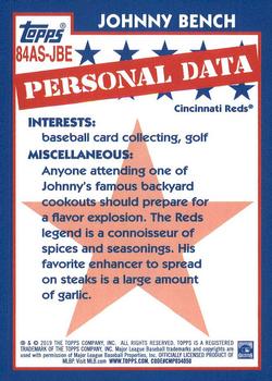 2019 Topps - 1984 Topps Baseball 35th Anniversary All-Stars #84AS-JBE Johnny Bench Back