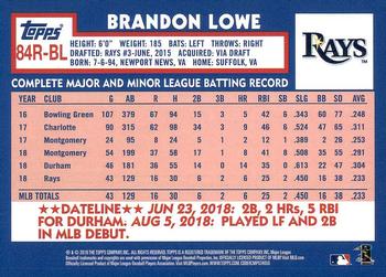 2019 Topps - 1984 Topps Baseball 35th Anniversary Rookies #84R-BL Brandon Lowe Back