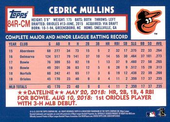 2019 Topps - 1984 Topps Baseball 35th Anniversary Rookies #84R-CM Cedric Mullins Back