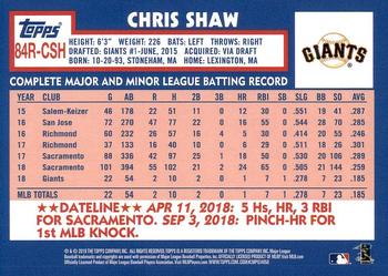 2019 Topps - 1984 Topps Baseball 35th Anniversary Rookies #84R-CSH Chris Shaw Back