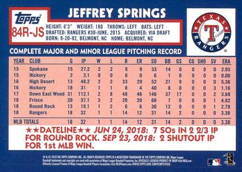 2019 Topps - 1984 Topps Baseball 35th Anniversary Rookies #84R-JS Jeffrey Springs Back