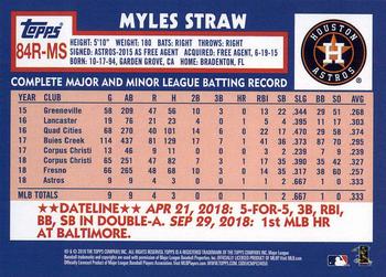 2019 Topps - 1984 Topps Baseball 35th Anniversary Rookies #84R-MS Myles Straw Back