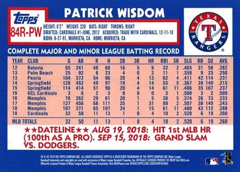 2019 Topps - 1984 Topps Baseball 35th Anniversary Rookies #84R-PW Patrick Wisdom Back