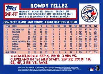 2019 Topps - 1984 Topps Baseball 35th Anniversary Rookies #84R-RT Rowdy Tellez Back
