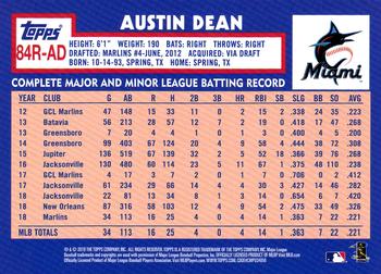 2019 Topps - 1984 Topps Baseball 35th Anniversary Rookies Blue #84R-AD Austin Dean Back