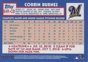 2019 Topps - 1984 Topps Baseball 35th Anniversary Rookies Black #84R-CB Corbin Burnes Back