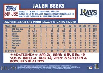 2019 Topps - 1984 Topps Baseball 35th Anniversary Rookies Black #84R-JBE Jalen Beeks Back
