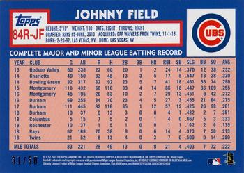 2019 Topps - 1984 Topps Baseball 35th Anniversary Rookies Gold #84R-JF Johnny Field Back