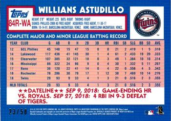2019 Topps - 1984 Topps Baseball 35th Anniversary Rookies Gold #84R-WA Willians Astudillo Back