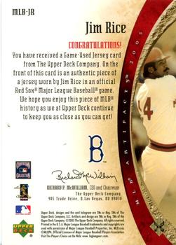 2005 Upper Deck Artifacts - MLB Apparel Rainbow #MLB-JR Jim Rice Back