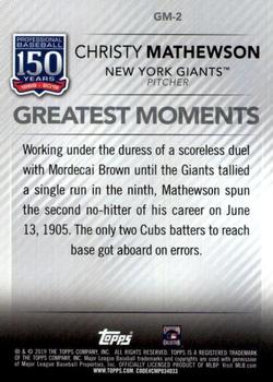 2019 Topps - 150 Years of Professional Baseball - Greatest Moments #GM-2 Christy Mathewson Back
