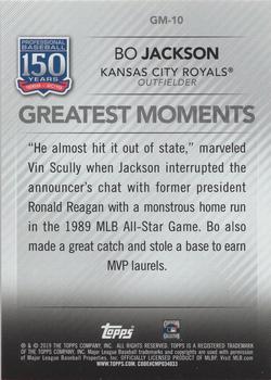 2019 Topps - 150 Years of Professional Baseball - Greatest Moments Blue #GM-10 Bo Jackson Back