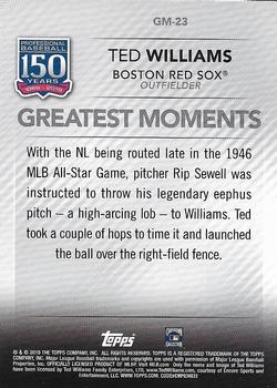 2019 Topps - 150 Years of Professional Baseball - Greatest Moments Blue #GM-23 Ted Williams Back