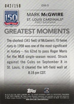 2019 Topps - 150 Years of Professional Baseball - Greatest Moments 150th Anniversary #GM-5 Mark McGwire Back