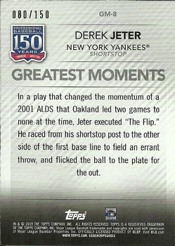 2019 Topps - 150 Years of Professional Baseball - Greatest Moments 150th Anniversary #GM-8 Derek Jeter Back