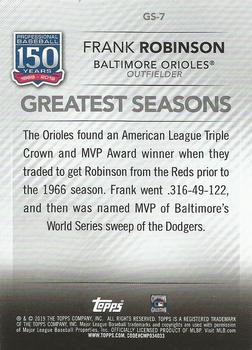2019 Topps - 150 Years of Professional Baseball - Greatest Seasons #GS-7 Frank Robinson Back