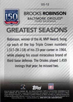 2019 Topps - 150 Years of Professional Baseball - Greatest Seasons #GS-12 Brooks Robinson Back