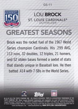 2019 Topps - 150 Years of Professional Baseball - Greatest Seasons Blue #GS-11 Lou Brock Back