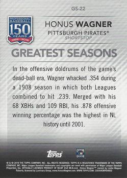 2019 Topps - 150 Years of Professional Baseball - Greatest Seasons Blue #GS-22 Honus Wagner Back
