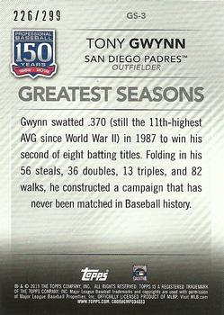 2019 Topps - 150 Years of Professional Baseball - Greatest Seasons Black #GS-3 Tony Gwynn Back