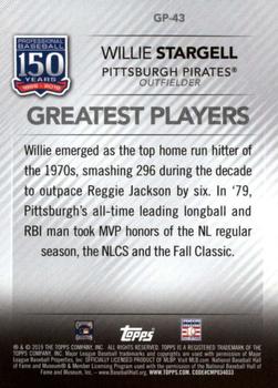 2019 Topps - 150 Years of Professional Baseball - Greatest Players #GP-43 Willie Stargell Back
