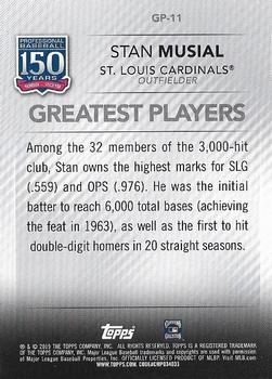 2019 Topps - 150 Years of Professional Baseball - Greatest Players Blue #GP-11 Stan Musial Back