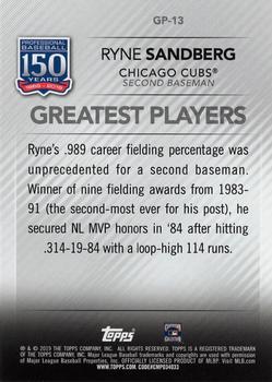 2019 Topps - 150 Years of Professional Baseball - Greatest Players Blue #GP-13 Ryne Sandberg Back