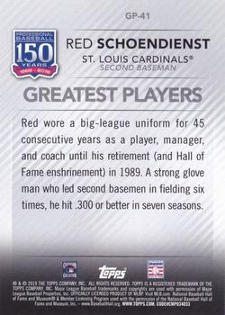 2019 Topps - 150 Years of Professional Baseball - Greatest Players Blue #GP-41 Red Schoendienst Back