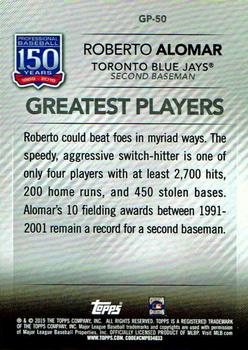 2019 Topps - 150 Years of Professional Baseball - Greatest Players Blue #GP-50 Roberto Alomar Back