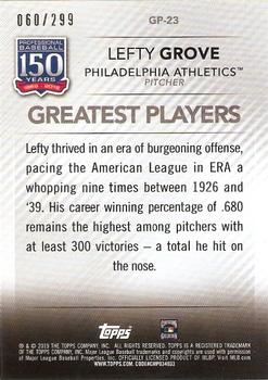 2019 Topps - 150 Years of Professional Baseball - Greatest Players Black #GP-23 Lefty Grove Back