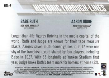 2019 Topps - Historic Through-Lines #HTL-6 Aaron Judge / Babe Ruth Back