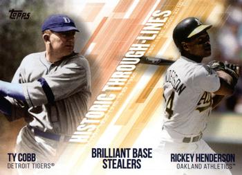 2019 Topps - Historic Through-Lines #HTL-13 Rickey Henderson / Ty Cobb Front