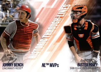 2019 Topps - Historic Through-Lines #HTL-28 Buster Posey / Johnny Bench Front