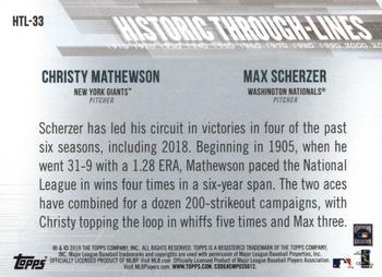 2019 Topps - Historic Through-Lines #HTL-33 Max Scherzer / Christy Mathewson Back