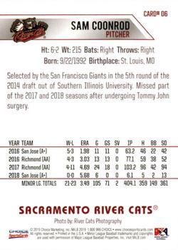 2019 Choice Sacramento River Cats #06 Sam Coonrod Back