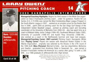 2009 MultiAd Kannapolis Intimidators #33 Larry Owens Back