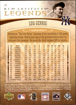 2005 Upper Deck Artifacts - Rainbow Red #177 Lou Gehrig Back