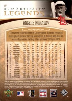 2005 Upper Deck Artifacts - Rainbow Red #187 Rogers Hornsby Back