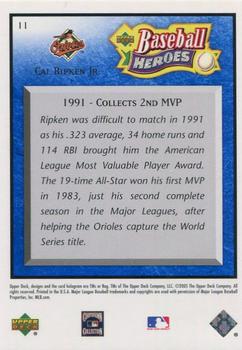 2005 Upper Deck Baseball Heroes - Blue #11 Cal Ripken Jr. Back