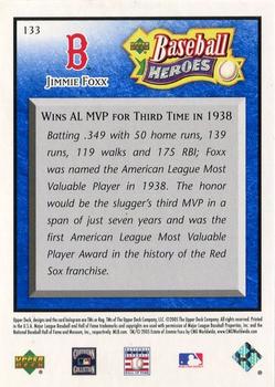 2005 Upper Deck Baseball Heroes - Blue #133 Jimmie Foxx Back