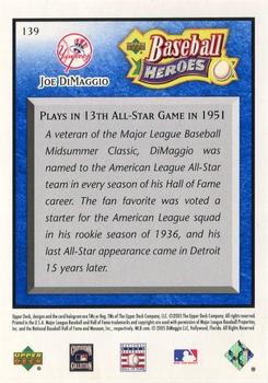 2005 Upper Deck Baseball Heroes - Blue #139 Joe DiMaggio Back