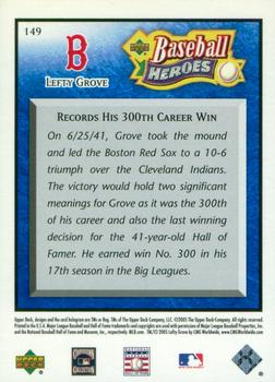 2005 Upper Deck Baseball Heroes - Blue #149 Lefty Grove Back