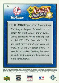 2005 Upper Deck Baseball Heroes - Blue #154 Lou Gehrig Back
