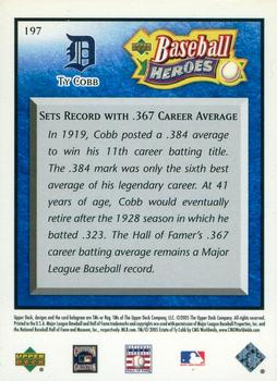 2005 Upper Deck Baseball Heroes - Blue #197 Ty Cobb Back