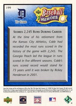 2005 Upper Deck Baseball Heroes - Blue #199 Ty Cobb Back