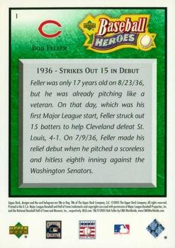 2005 Upper Deck Baseball Heroes - Emerald #1 Bob Feller Back