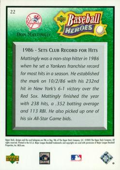 2005 Upper Deck Baseball Heroes - Emerald #22 Don Mattingly Back
