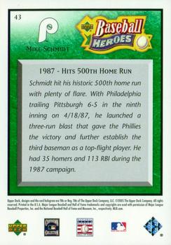 2005 Upper Deck Baseball Heroes - Emerald #43 Mike Schmidt Back