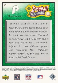 2005 Upper Deck Baseball Heroes - Emerald #45 Mike Schmidt Back