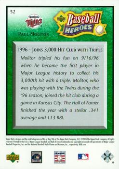 2005 Upper Deck Baseball Heroes - Emerald #52 Paul Molitor Back